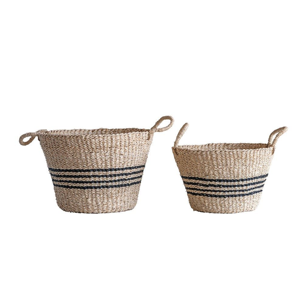 Palm and Seagrass striped baskets