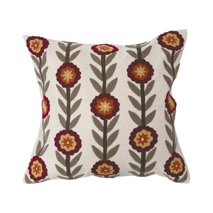 Flower Embroidered Pillow