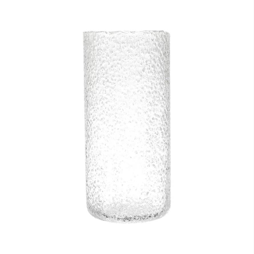 Clear Seeded Glass Hurricane Vase