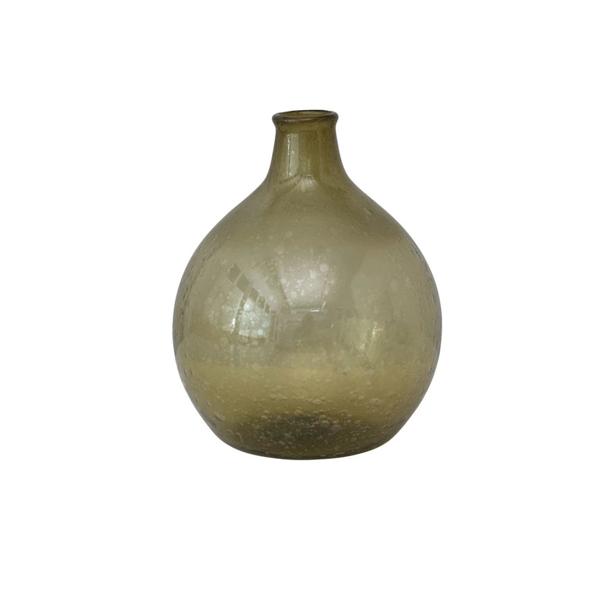 Olive Hand Blown Vase, Large