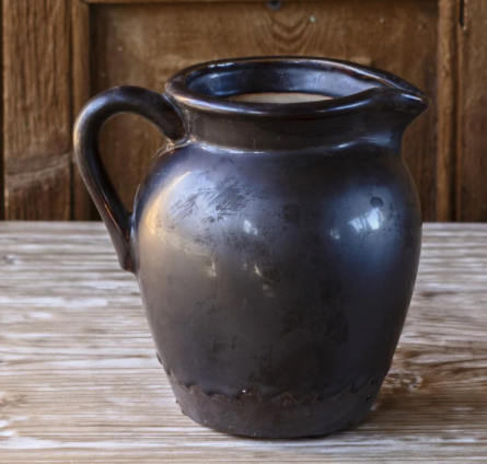Smoked Glazed Pottery Flower Pitcher