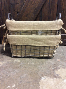 Metal and Burlap Basket