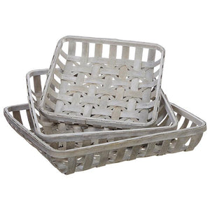 Whitewashed Square Tobacco Basket