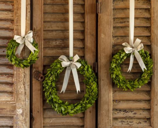 Boxwood Wreaths & Ribbon